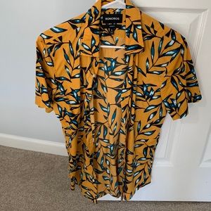 Bonobos Tailored Fit Men’s Riviera Shirt with Leaves